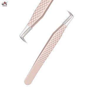 Pinzas de pestañas de acero inoxidable sostenibles recubiertas de melocotón ligero de alta calidad herramienta de belleza para extensiones de pestañas Mega volumen puntiagudas - Product Image 4