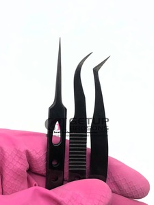 Pinzas de extensión de pestañas de diferentes estilos de Plasma negro de nuevo diseño de alta calidad con sus propios instrumentos de belleza con logotipo personalizado - Product Image 6