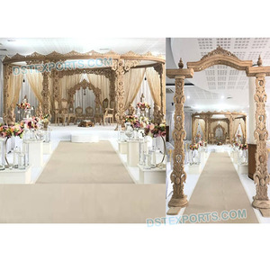 Mandap de madera de boda exclusivo, instalación elegante, diseño de madera, indio, flor, tallado a mano - Product Image 1