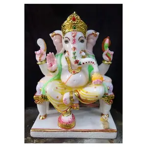 顶级手工白色大理石印度神Ganesh寺庙和家庭崇拜的美丽雕像
