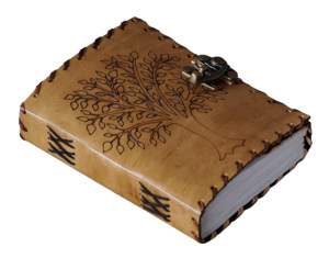 Cahier et carnet de croquis en cuir véritable Vintage Tree Of Life 100% fait à la main avec pages blanches vierges et serrure C en laiton - Product Image 4