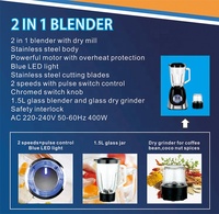 2 In1 400w1.5L Rvs Base Glazen Pot Tafel Blender Fruit Blender Verse Sap Blender Met Krachtige Mengen Mot