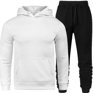 Traje deportivo de alta calidad para hombre, chándal liso con capucha, conjunto de sudadera en blanco, entrenamiento, sanzug - Product Image 2
