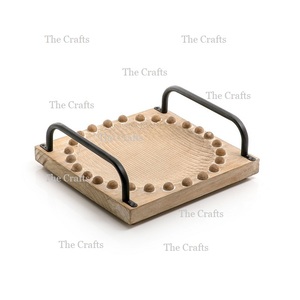 Juego de Dos Bandejas de Madera y Cuero para Servir Té y Café, Color Negro, Bandeja para Servir Alimentos y Aperitivos, Más Vendida - Product Image 2