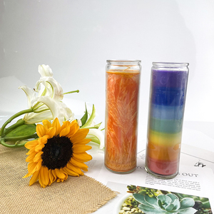 Velas conmemorativas de doble color para Iglesia mexicana, tarro de cristal de 7 días, venta al por mayor - Product Image 6