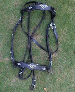 AK-bride de cheval Baroque en cuir portugais avec quincaillerie argentée/dorée avec rêne noir-marron AKHB021 taille personnalisée PK - Product Image 1