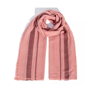 Bulk Supply Trendy Design 100% Cashmere Unisex Oversized Scarf With Stripes At Wholesale Price