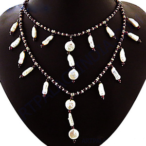 Collier de perles en argent et pierres précieuses grenat, 1 pièce, meilleure vente. - Product Image 1