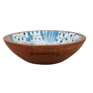 Grand bol de cuisine en bois de manguier Vaisselle de forme standard pour mélange de salade de légumes Bol de service pour hôtels, restaurants et camping - Product Image 1