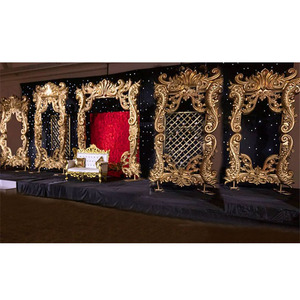 ฉากงานแต่งงานแบบราชวงศ์ โครงหลังสีทอง ฉากงานแต่งงานแบบเอเชียสีทอง โครงไฟเบอร์ ฉากงานแต่งงานสุดหรู ผนังหลังไฟเบอร์ ออสเตรเลีย - Product Image 1