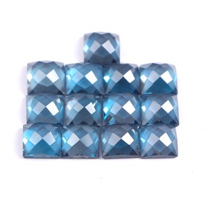 พลอยเหลี่ยมเหลี่ยมเหลี่ยมเพชรพลอยขนาด8X8มม. สำหรับทำเครื่องประดับโทแพซบลูลอนดอนบลูราคาส่ง - Product Image 1