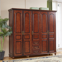 Armoire en bois style américain Antique, 2, 3, et 4 portes, placard de maison ajusté, grands vêtements, chambre, placards