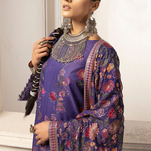 Traje de 3 Piezas con Estampado de Césped, Shalwar Kameez Pakistaní, Ropa Bordada Pakistaní de Marca Original, Colección de Diseñador - Product Image 4