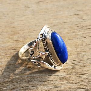 แหวนเงินแท้ 925 แบบปรับแต่งได้ งานแฮนด์เมด ดีไซน์หรูหรา ประดับพลอยลาพิส สำหรับงานแต่งงาน งานปาร์ตี้ ขายส่ง - Product Image 3