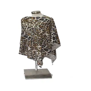 Poncho — Poncho en cachemire durable pour femmes, à imprimé léopard Animal Cheetah, vêtement d'hiver chaud, tricoté, Slash du népal, cou, 12g