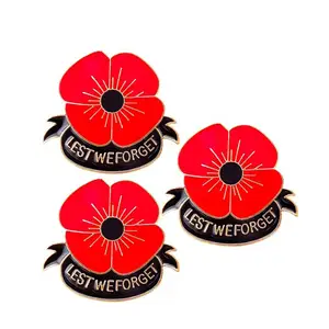 Fabrikant Herinnering Dag Gift Custom Zacht Email Rode Bloem Poppy Pin Badges