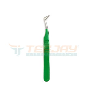 Pincettes professionnelles pour extensions de cils, 12cm, 1 pièce, pince à épiler, qualité professionnelle, avec revêtement de poudre verte, en acier allemand - Product Image 2
