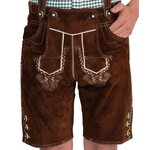 Pantalones Cortos de Cuero Alemán para Hombre, Color Marrón, Estilo Urbano Informal, Pantalones Cortos Bávaros Personalizados para Jóvenes y Adultos - Product Image 2