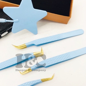 Nouvelle pince à épiler bleue vison pince à épiler en acier inoxydable durable avec Logo à pointe pointue offre pince à cils - Product Image 1