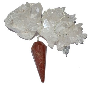 Buy Online Red Jasper 12 Faceted Healing Pendulums : Red Jasper 12 Faceted Healing Pendulums for Sale - Product Image 1