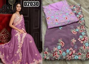 Bollywood Designer Saree Designer Miroir Travail Fleur Conception Doux Tissu De Soie Impression Numérique Marron Couleur Sari Avec Blouse Inde Alphanumero - Product Image 5