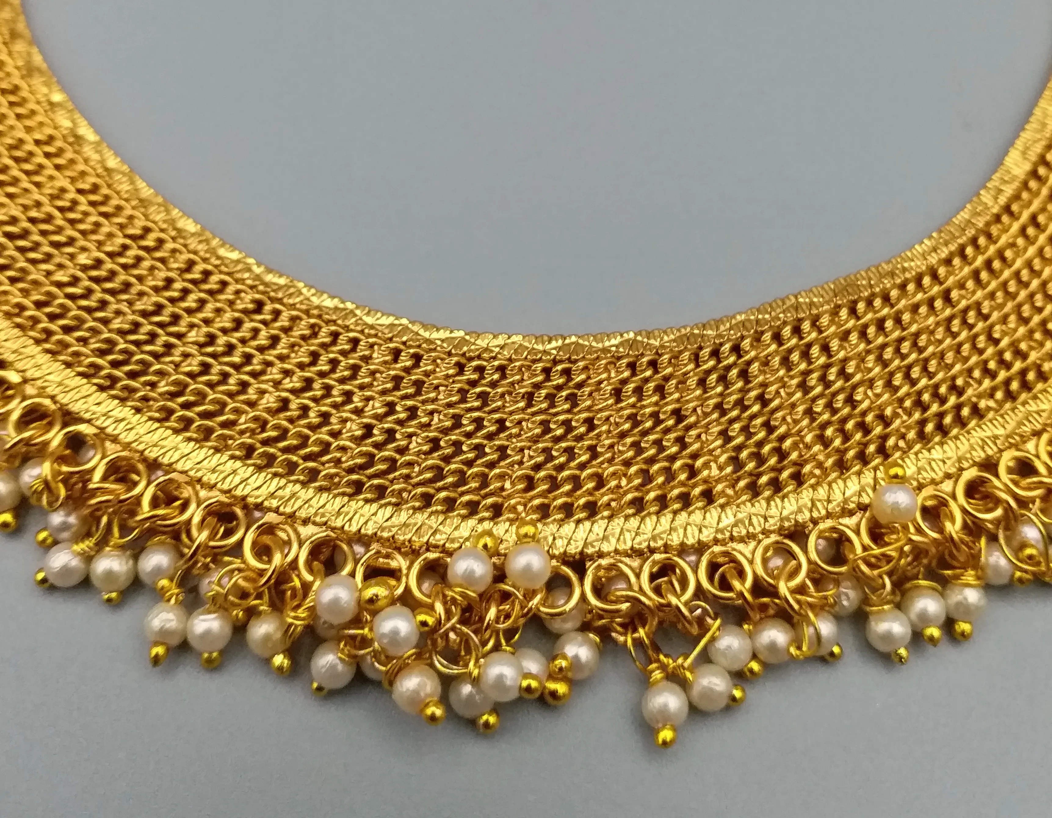 Tradizionale Oro Antico Ha Placcato la Collana con Orecchino con Perla di Goccia