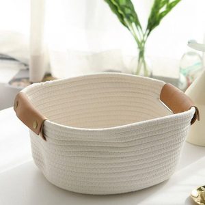 High Quality Cotton <b>Rope</b> Handmade Hand-knitting Cotton <b>Rope</b> Hamper Woven <b>Storage</b> <b>Basket</b> - Product Image 3