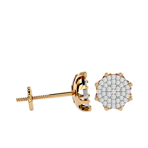 Pendientes de Oro de 10K con Racimo de Diamantes Redondos |   Pendientes con cierre de rosca de 0.35 TCW |   Elegante Regalo de Joyería Fina para Mujer, Estilo de Lujo - Product Image 1