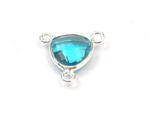 Nouveau design à triple sangle pour topaze bleue, quartz et pierres précieuses naturelles multiples, en argent sterling avec finition or/argent, monture en forme de cœur - Product Image 5