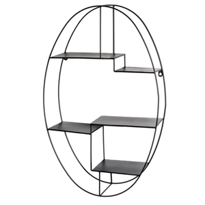 Estantes de exhibición con forma ovalada negra, armarios de sala de estar con artesanías de metal, soportes de almacenamiento, muebles para decoración del hogar - Product Image 4