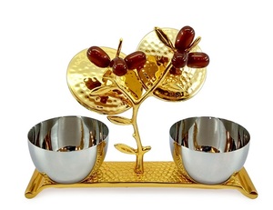 Cuenco de latón para frutos secos con tapa de palmera – Centro de mesa decorativo de lujo estilo árabe de Oriente Medio para el hogar y la mesa - Product Image 5