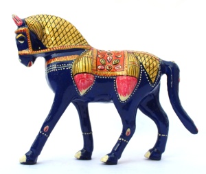 Meenakari-estatua de Metal de caballo artesanal, estatua de caballo indio hecho a mano, trabajo Fengshui, escultura de retorno empresarial, figura de caballo regalado - Product Image 3