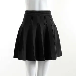 custom 2022 summer New high waisted A word pleated knit skirt black stylish women's skirt