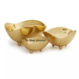 Juego de 3 tazones de aluminio para restaurante, juego de cuencos decorativos para el hogar, Color dorado, diseño moderno - Product Image 2