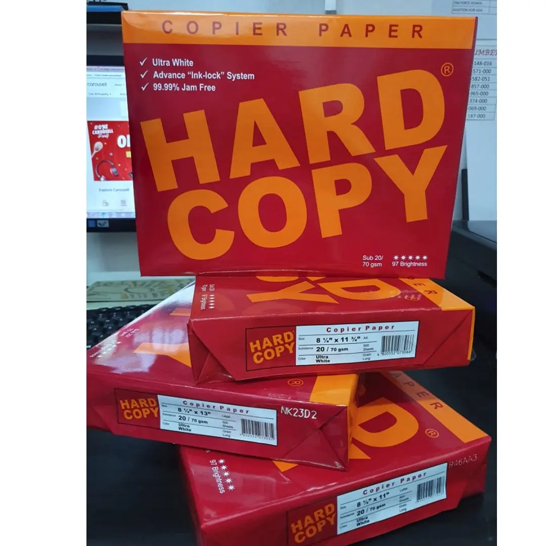 พรีเมี่ยมคุณภาพฮาร์ดบอนด์A4กระดาษสั้น/A4/ยาว80 Gsm,75gsmและ70gsmฮาร์ดบอนด์A4กระดาษสำเนา