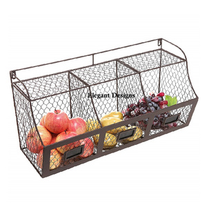 Última llegada del fabricante, cesta de hierro de Color personalizada, colgante de pared de Metal hecho a mano, almacenamiento de cocina de lujo de venta rápida - Product Image 2