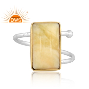 Fine Sterling <b>Silver</b> Natural Yellow <b>Opal</b> Gemstone Stackable <b>Ring</b> For Women Jewelry Manufacturer - Product Image 4
