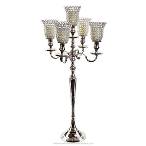 Alam AL3355 Handmade Silver-Finished Crystal Candelabra Floor Candleholder Customized Color Size for Wedding Decorations - Product Image 1
