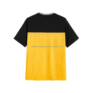 High Quality Custom <b>Men's</b> Two Tone Split Color Half Sleeves Contrast Ribbed Neck <b>Tshirt</b> Wholesale Black & <b>Yellow</b> <b>Men</b> <b>Tshirts</b> - Product Image 2