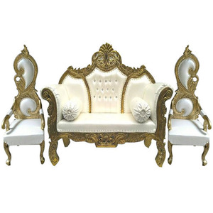 Ensemble de canapés de mariage royal indien fabricant de canapés de mariage maharaja avec chaises en forme de feuille ensemble de canapés de mariage design en bois - Product Image 1