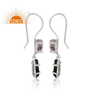 Plata de ley fina Natural Herkimer diamante y piedras preciosas de moldavita en bruto pendiente colgante joyería para mujer regalo para ella - Product Image 2