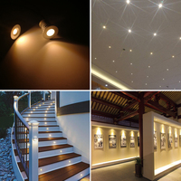 1W DC12V Mini LED Downlight Dimmable Spotlight Escalier Cabinet Lumière Noir Blanc Argent Shell Spot Light Plafonnier Downlight