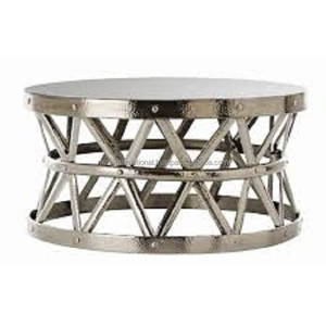 Tavolo marocchino con polvere d'oro rivestito in metallo e vetro Top di fantasia Designer per salotto tavolini decorazione - Product Image 6