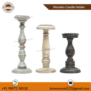 Ensemble de trois bougeoirs décoratifs multicolores en bois de manguier de haute qualité pour décoration à prix compétitif pour l'exportation - Product Image 6