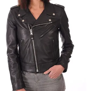 Chaqueta de Motocicleta de Cuero para Mujer, Diseño Nuevo y Personalizado, Ecológica, Impermeable, Transpirable y Resistente al Viento, para Invierno - Product Image 1