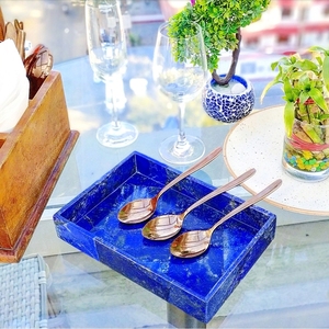 Plateau de quartz en cristal Lapis lazuli, pierres précieuses personnalisées, gros, décoration de la maison, en forme de pierre, cadeaux - Product Image 1