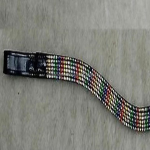 Banda de cuero negro Havana para cejas de caballo, con 8 filas, patrón de arcoíris decorativo, cristales y cadena de piedras, marrón o marrón oscuro - Product Image 3