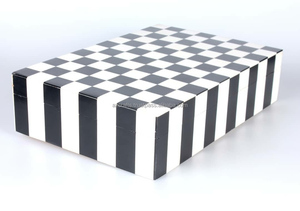 Wholesale Black and White Resin Inlay Design <b>Ring</b> Box Acrylic and Bone Jewelry Case with Carton Packaging Metal <b>Storage</b> Box - Product Image 2