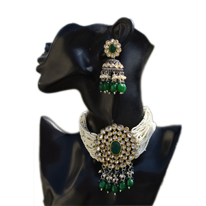 Conjunto de collar choker con cuentas de piedras de colores, estilo indio, de diseñador de moda, para mujeres y niñas, para bodas. - Product Image 1