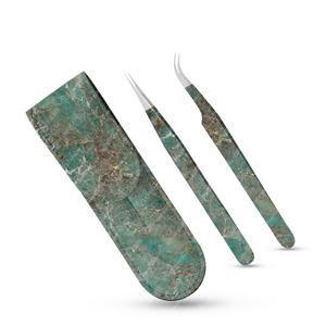 Vente en gros de faux cils en acier inoxydable Outils avec logo personnalisé Pochette Emballage Beau design Pince à épiler d'extension de cils pointus - Product Image 1